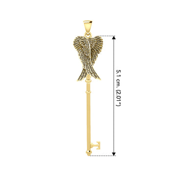 Angel Wings Spiritual Enchantment Key Solid Gold Pendant GPD5710